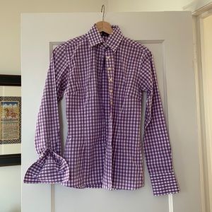 Umani Lavender / White Gingham Cotton Blouse - XS
